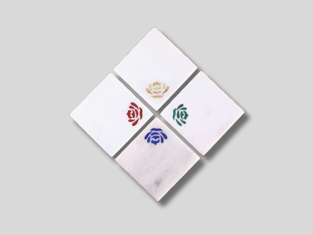 Buy Online White Marble Tea Coaster Set Inlay Tabletop Protection for Home & Kitchen